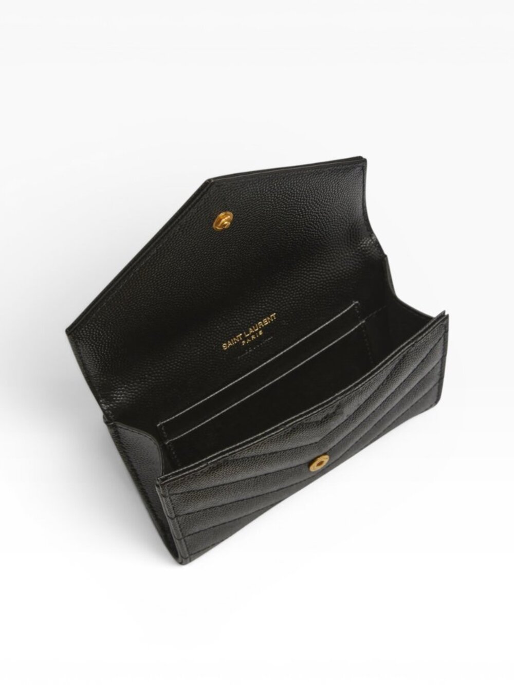 YSL Uptown Compact Wallet Grey Grained Leather - Picture 13 of 13